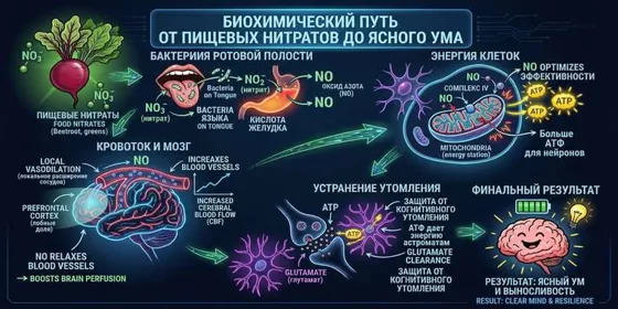 Биохимический путь от пищевых нитратов до ясного ума